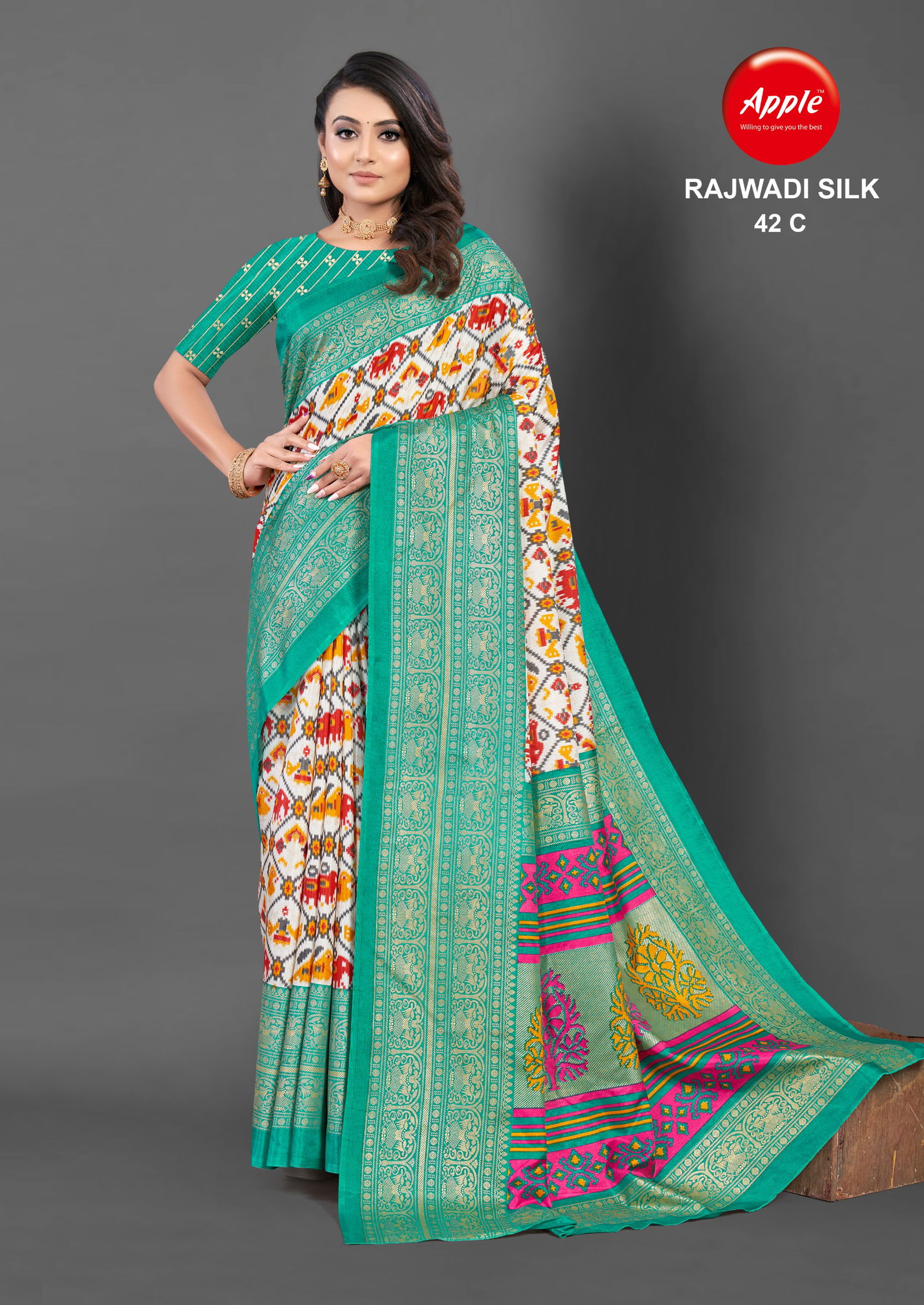 Rajwadi Silk 42 By Apple Dola Silk Printed Sarees Wholesale Market In Surat
